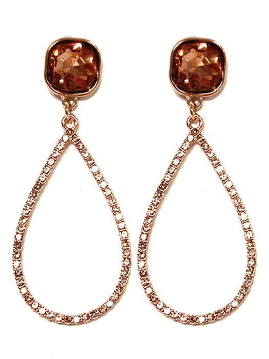 VE2889 Iridescent Post Rhinestone Teardrop Dangle Earrings