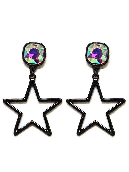 VE3081 Iridescent Post Star Dangle Earrings