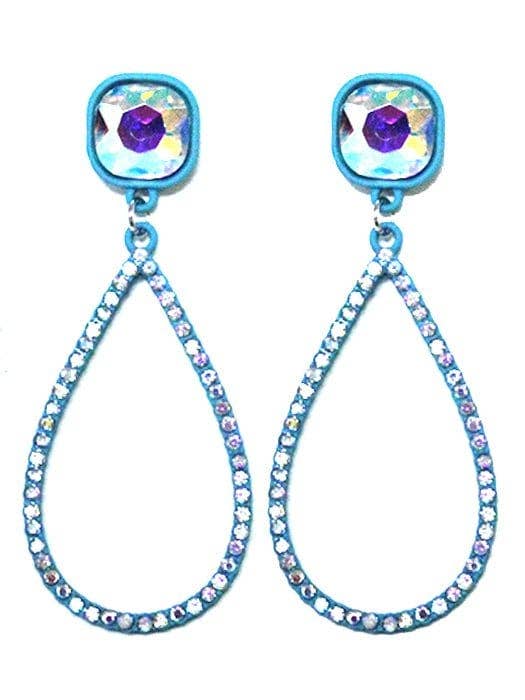 VE2889 Iridescent Post Rhinestone Teardrop Dangle Earrings