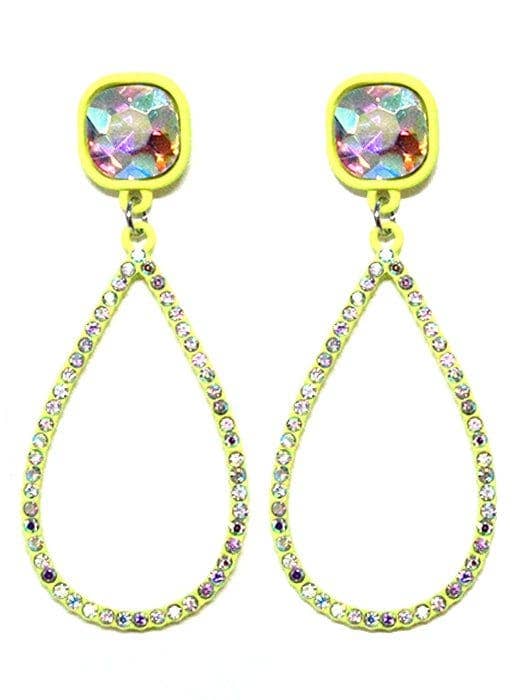 VE2889 Iridescent Post Rhinestone Teardrop Dangle Earrings