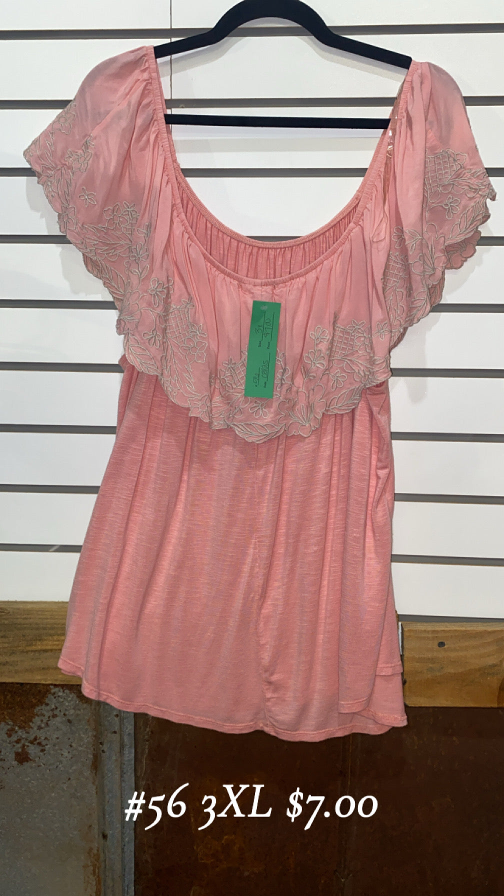 #56 3X Pink Off Shoulder Top