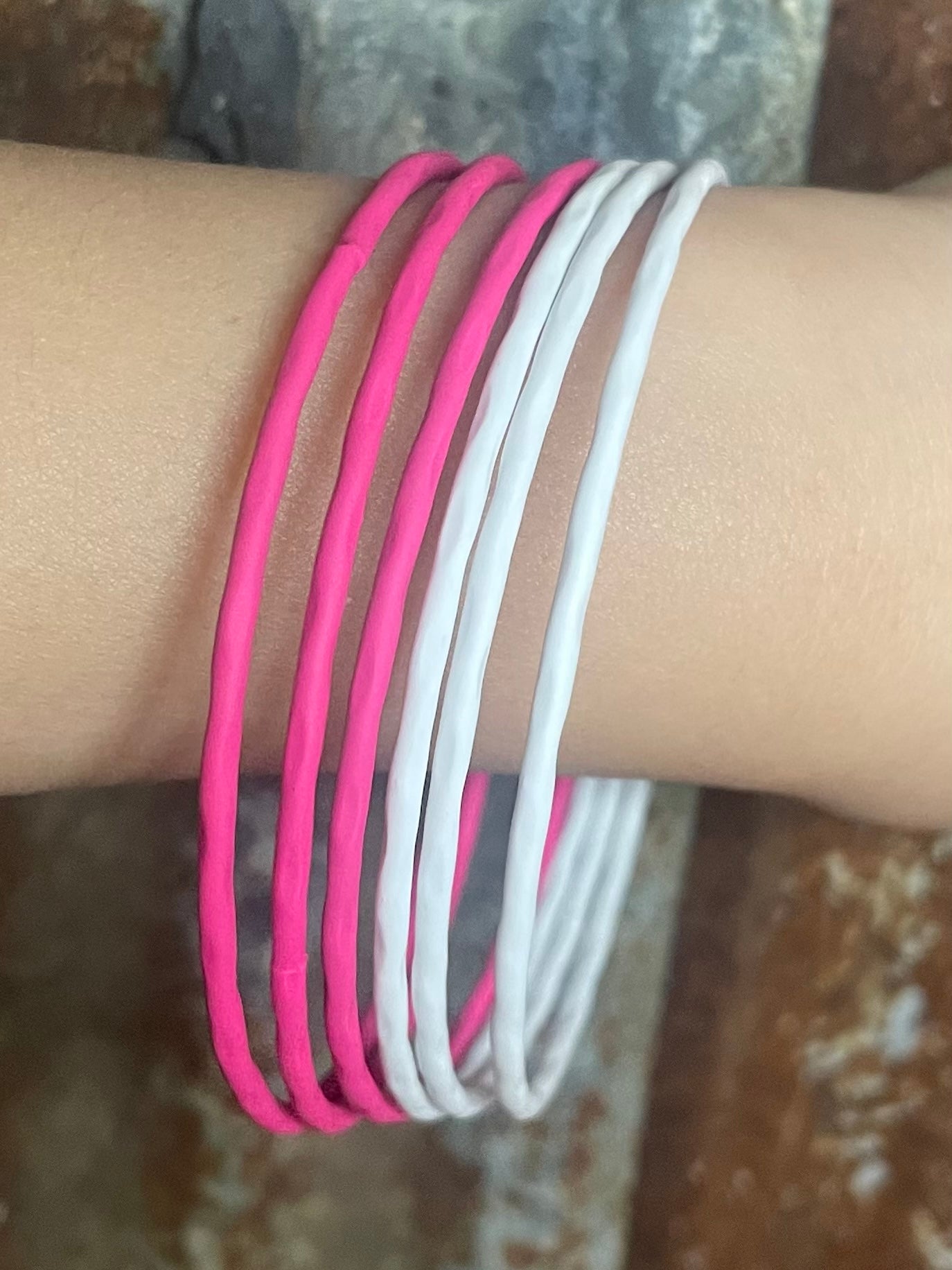 Pink & White Bangle Set