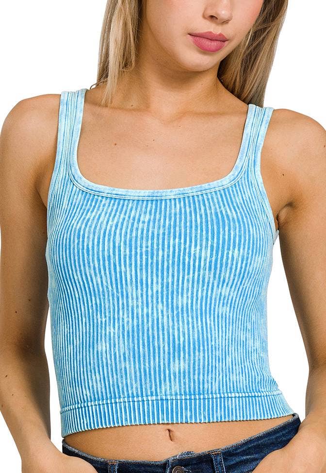 Cropped Tank Top:TURQUOISE