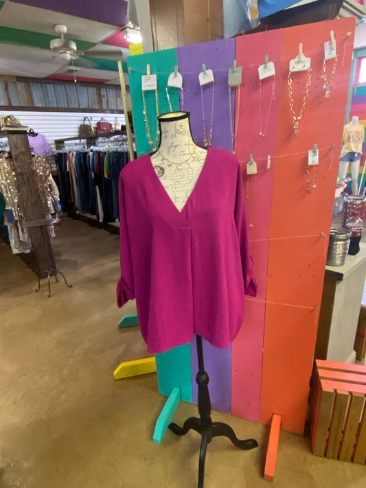 CC MAROON 3/4 SLEEVE TOP
