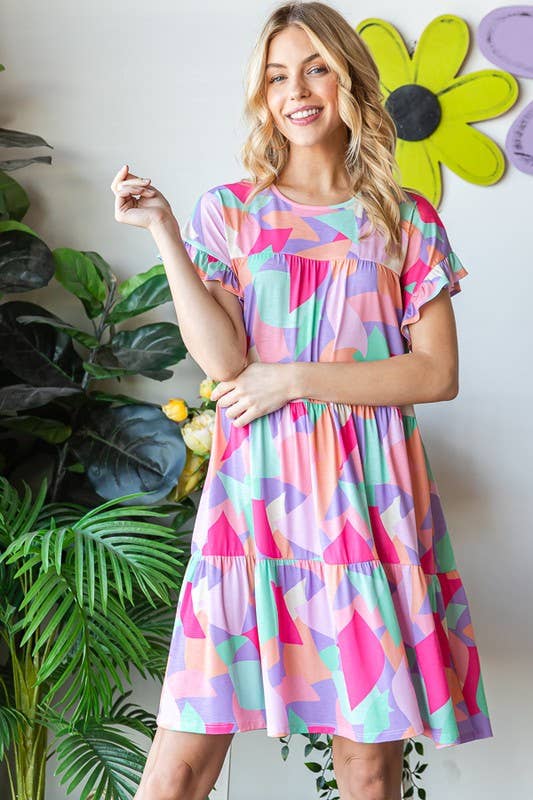 MULTI PRINT TIERD DRESS