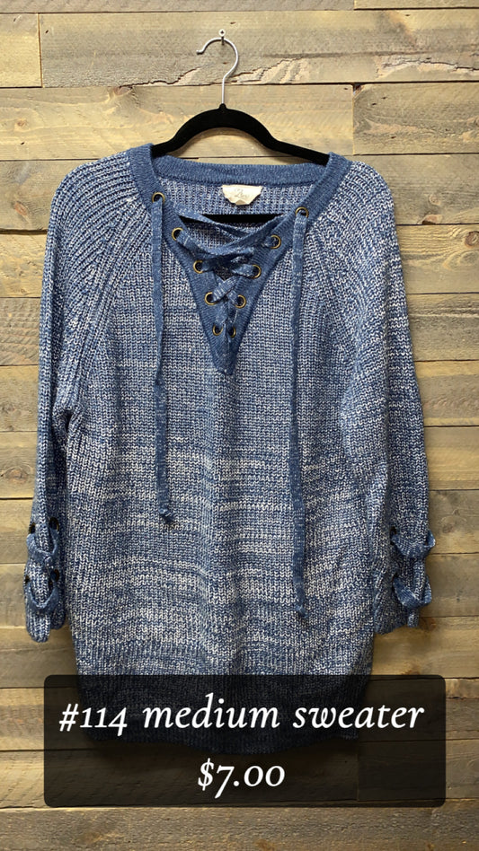 #114 MEDIUM BLUE SWEATER