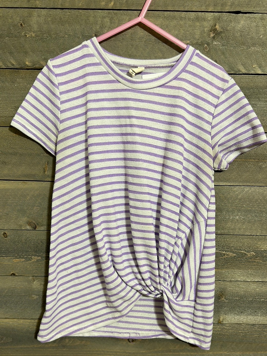 #127 girls small 6/7 purple striped top