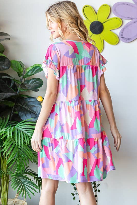 MULTI PRINT TIERD DRESS