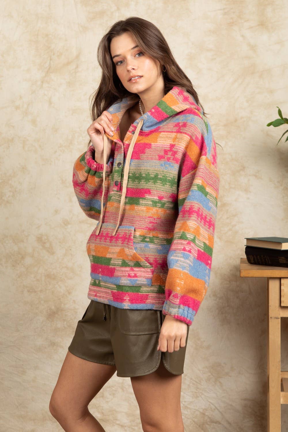 Aztec Hooded/PINK MIX