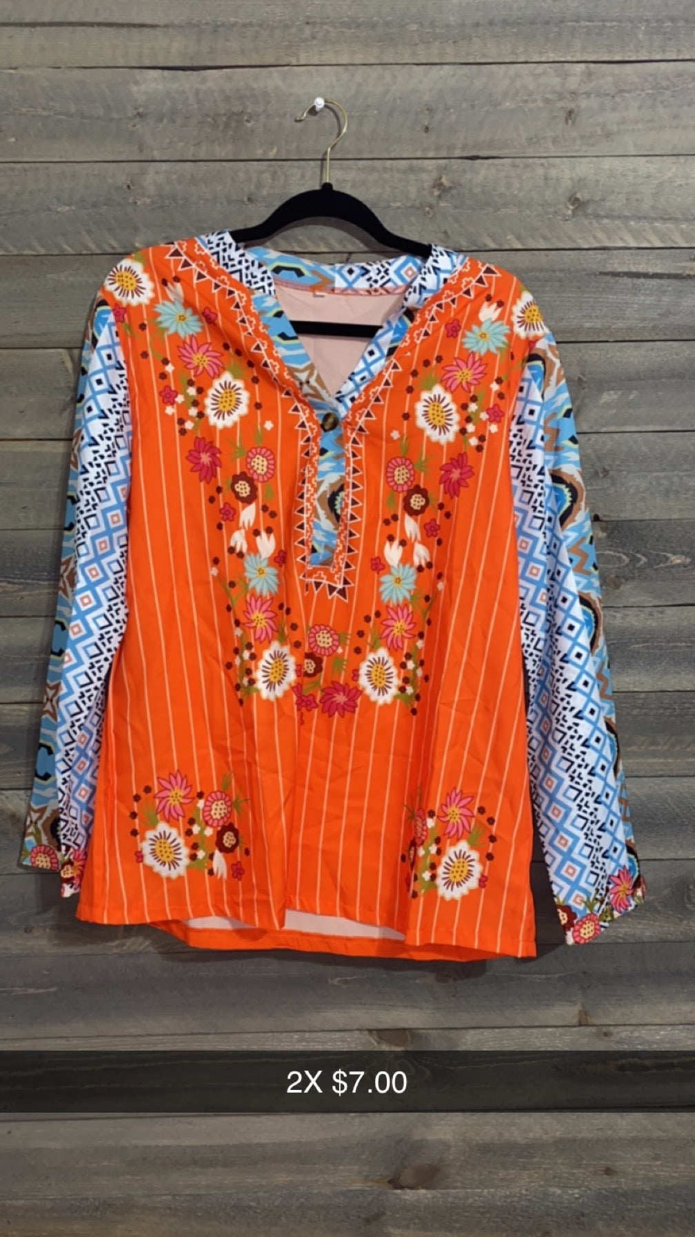 #162 2X orange and blue top (9/29)