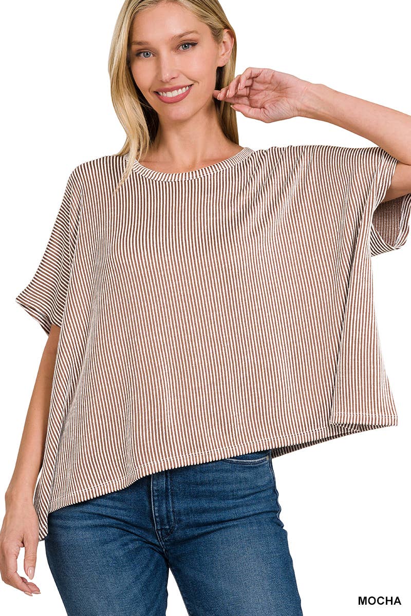 Ribbed Striped Oversized ASH MOCHA