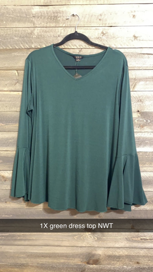 #162 1X green dress top (NWT 9/23)