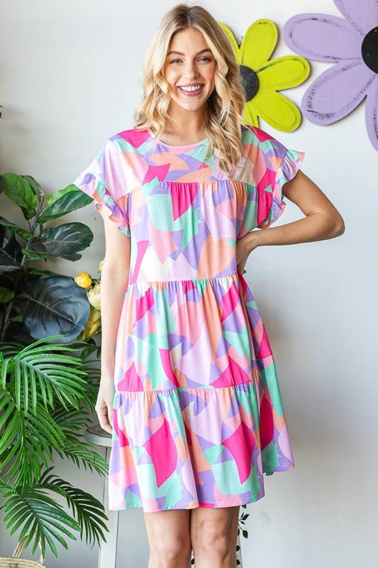 MULTI PRINT TIERD DRESS