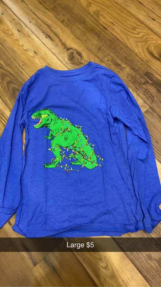 #160 YL chirstmas dino long sleeve