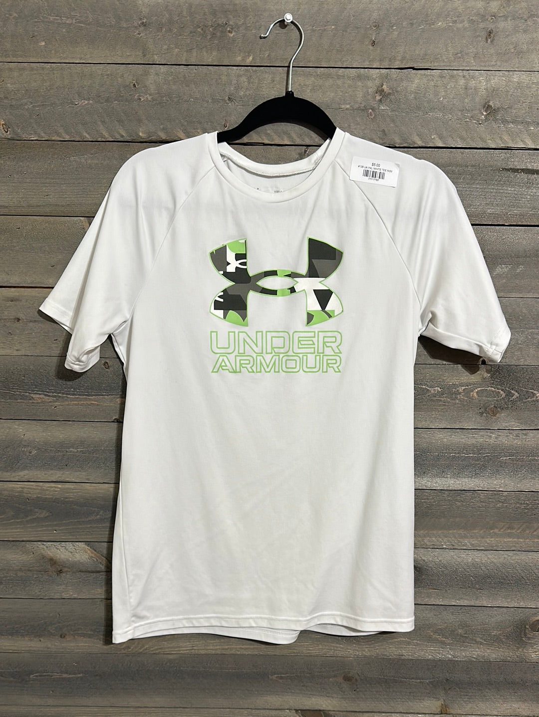 #128 UA YXL WHITE TEE NOV