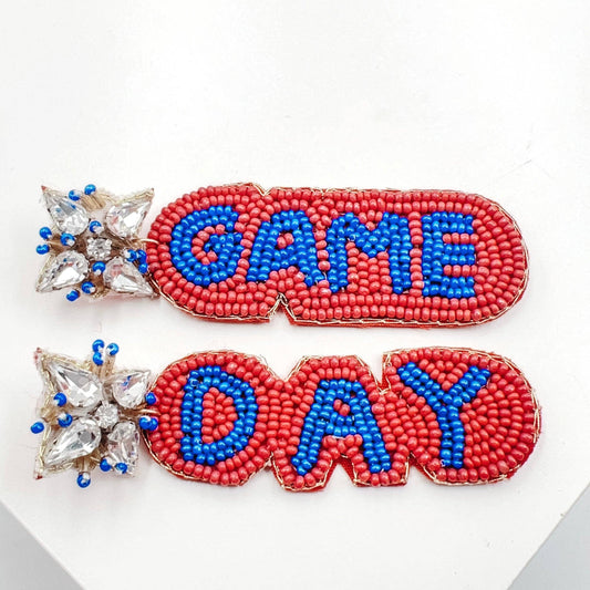 Game day Red/Blue Beaded Earrings