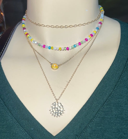 Multi color layered necklace set