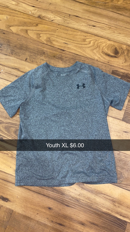 #160 YXL UA grey tee