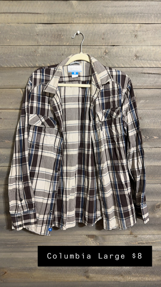 #111 COLUMBIA PLAID FLANNEL LARGE NOV