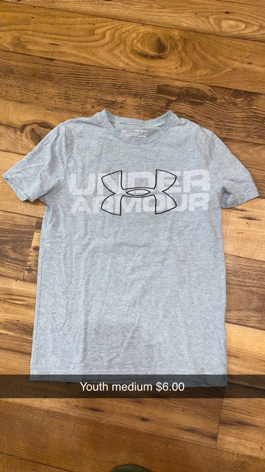 #160 YXL light gry UA tee