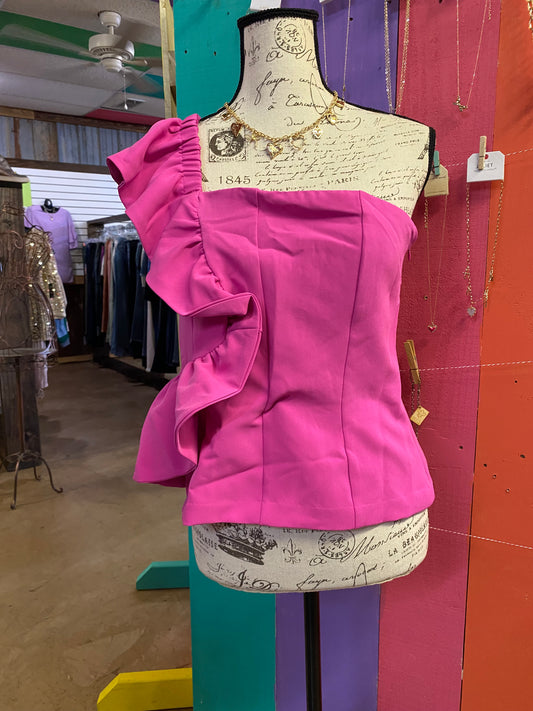 CC PINK ONE SHOULDER TOP