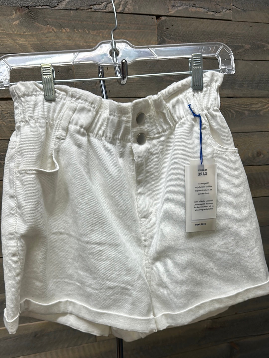 White Paperbag Shorts