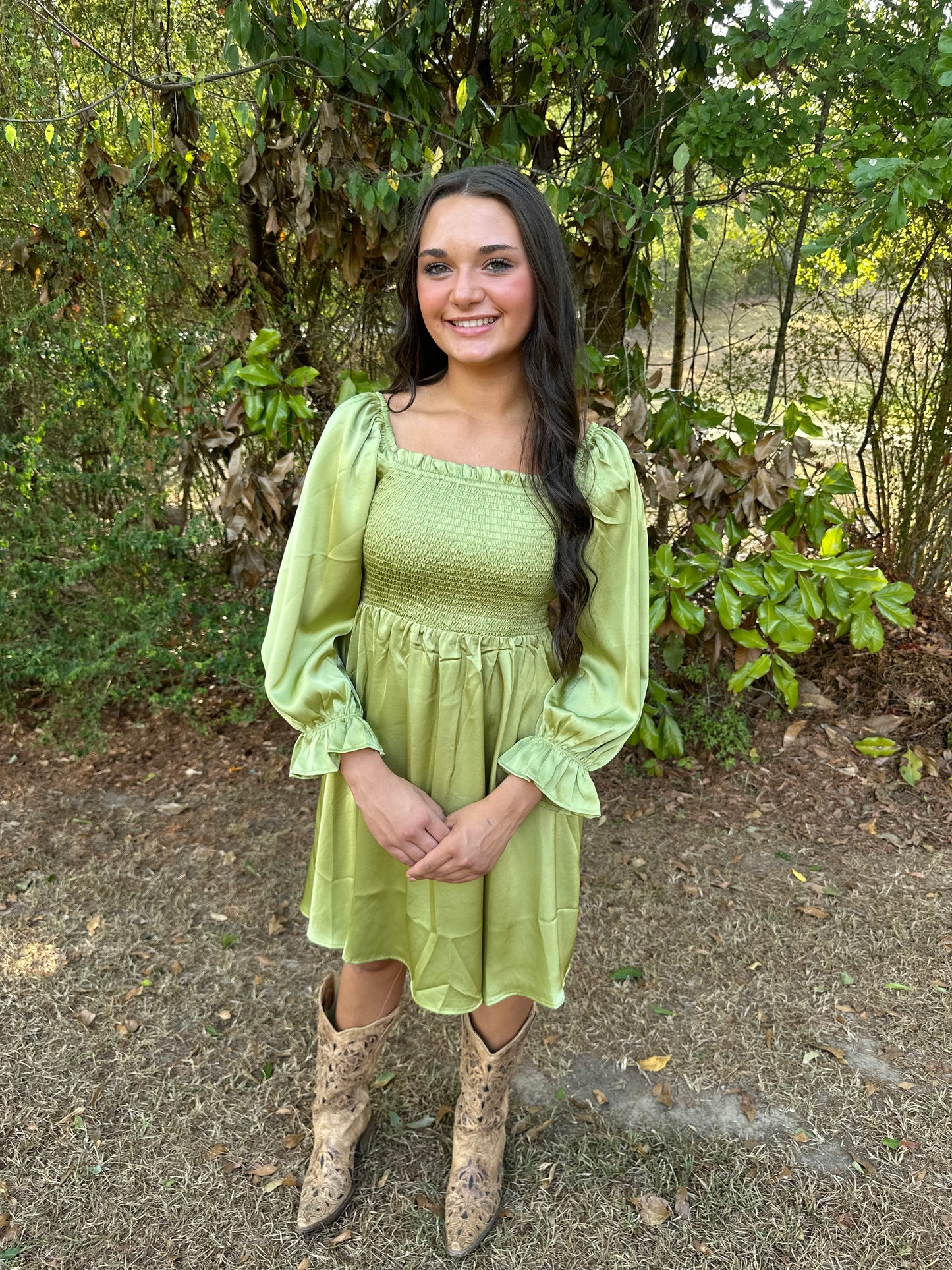 Smocked Dress- GREEN