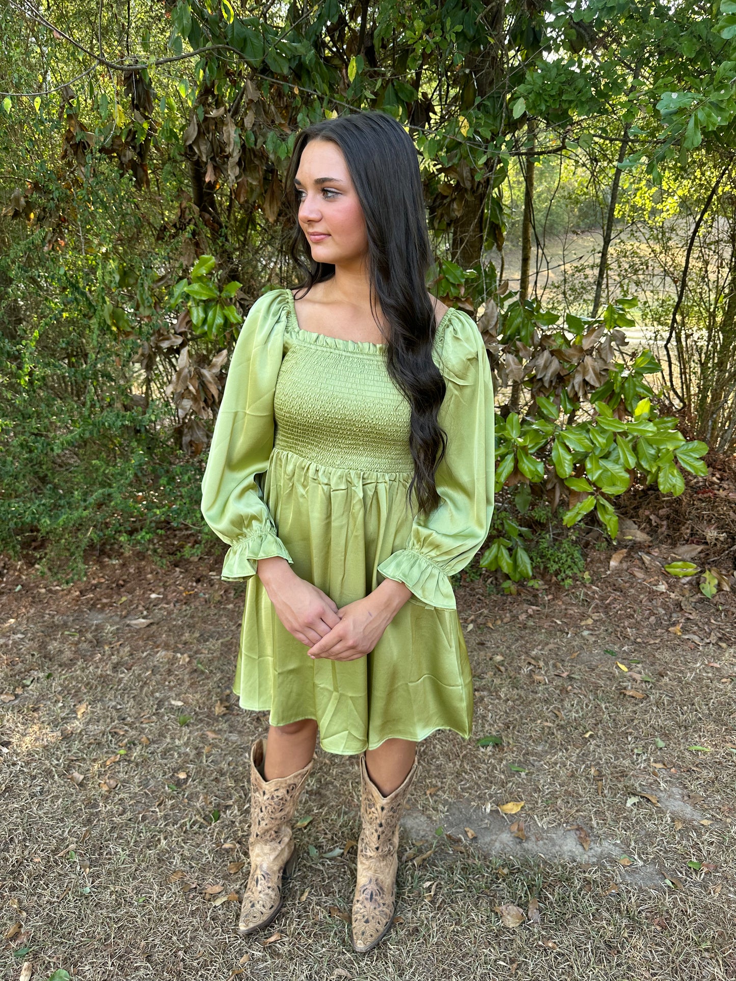 Smocked Dress- GREEN