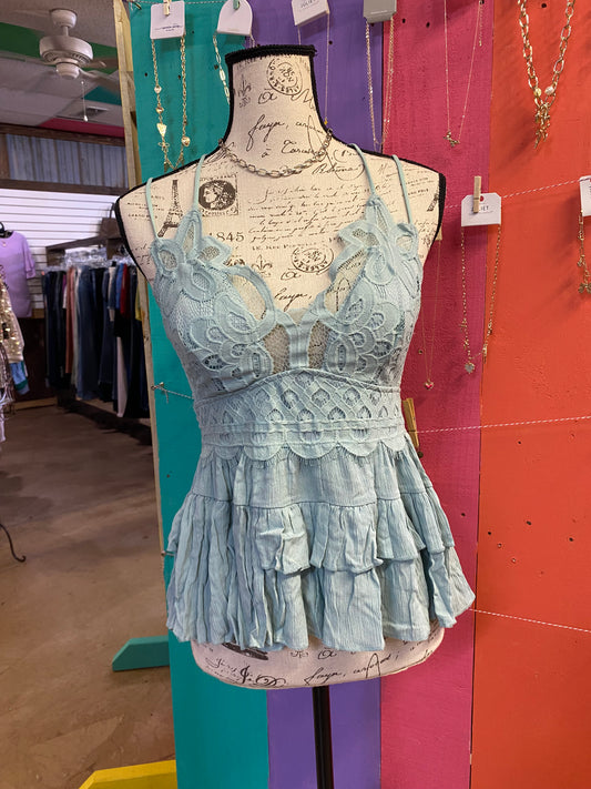 CC SAGE RUFFLE TOP