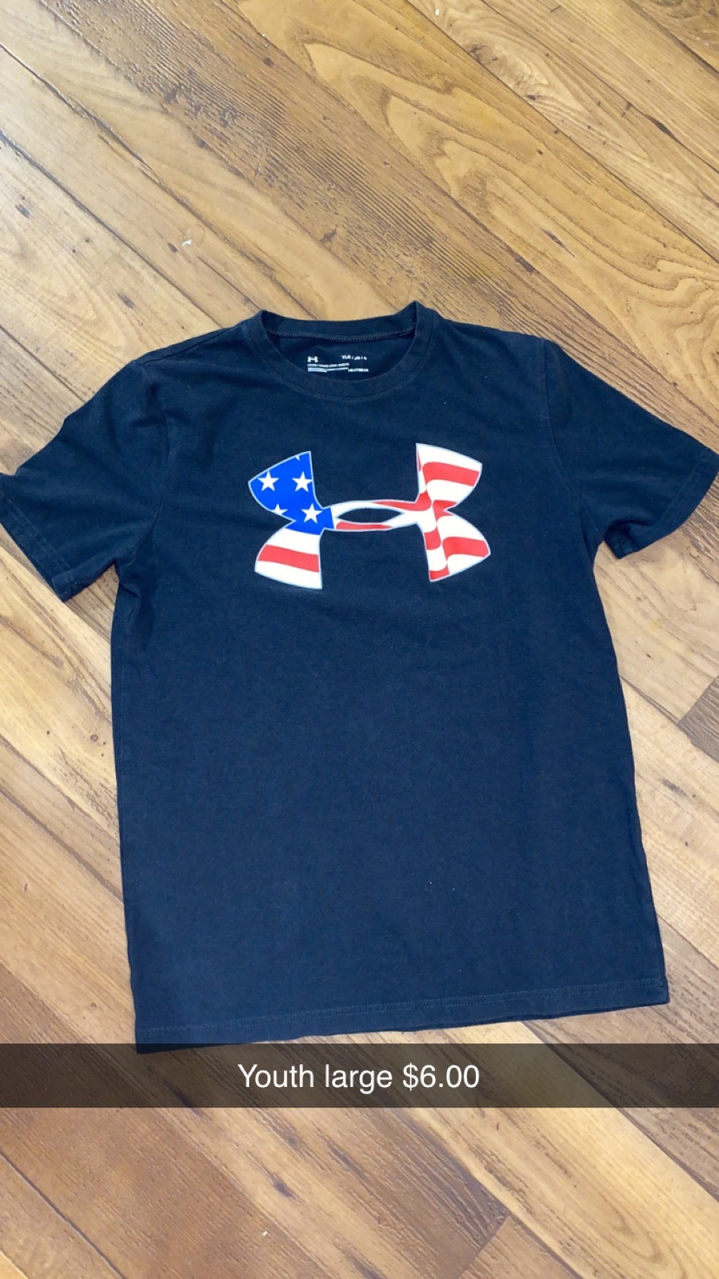 #160 YL american flag UA tee