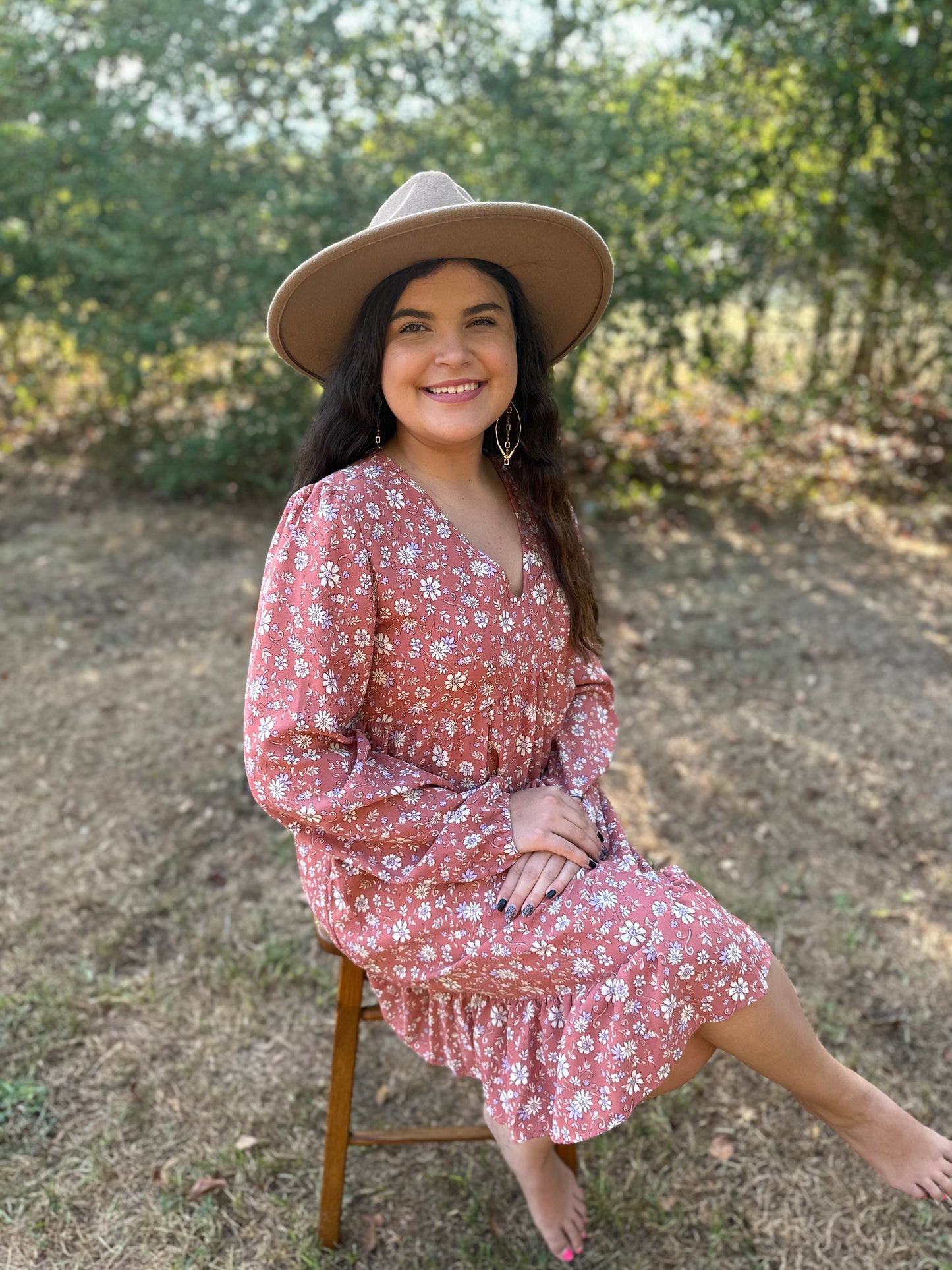 MAUVE SMALL FLORAL BABYDOLL DRESS