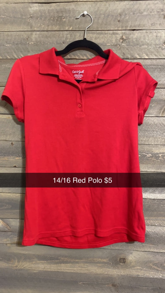 #122 size 14/16 red polo (9/23)