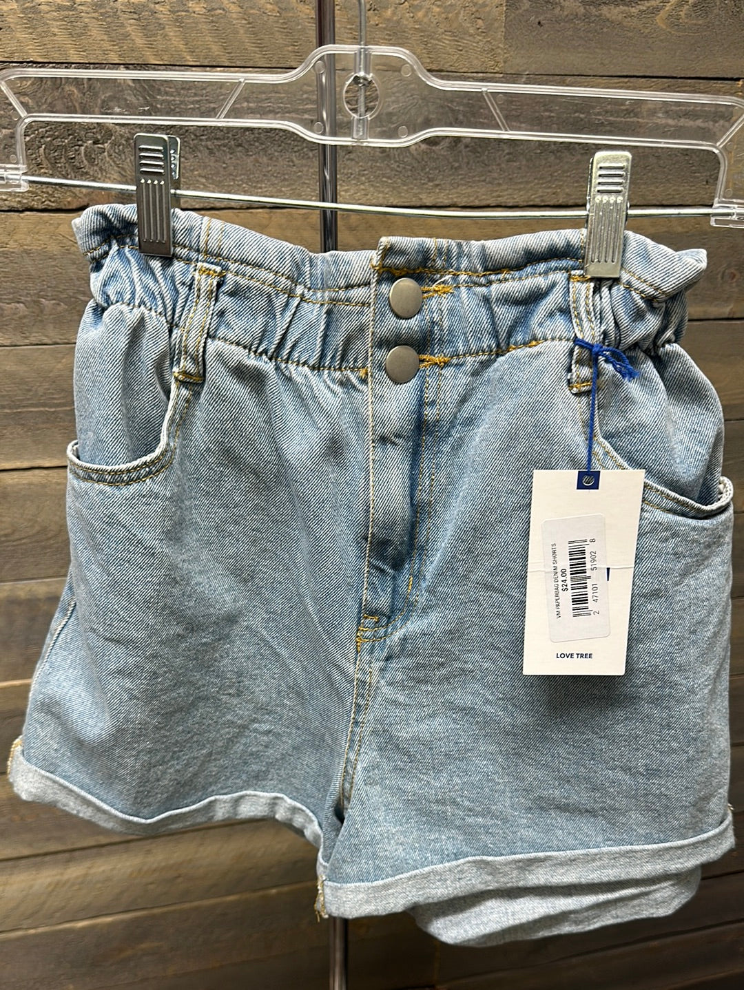 Paperbag Denim Shorts