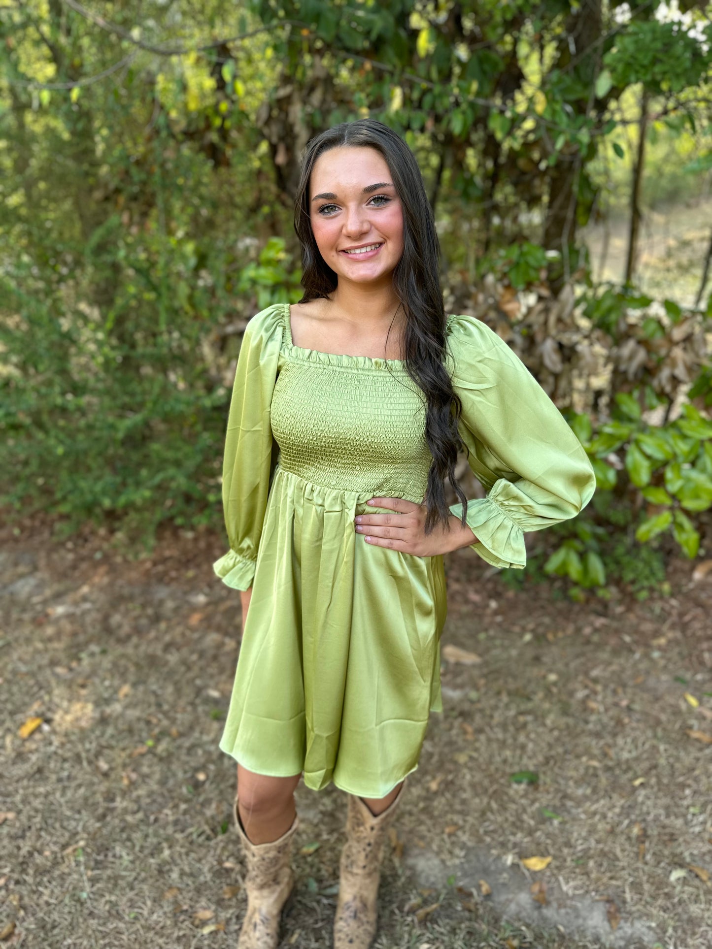 Smocked Dress- GREEN