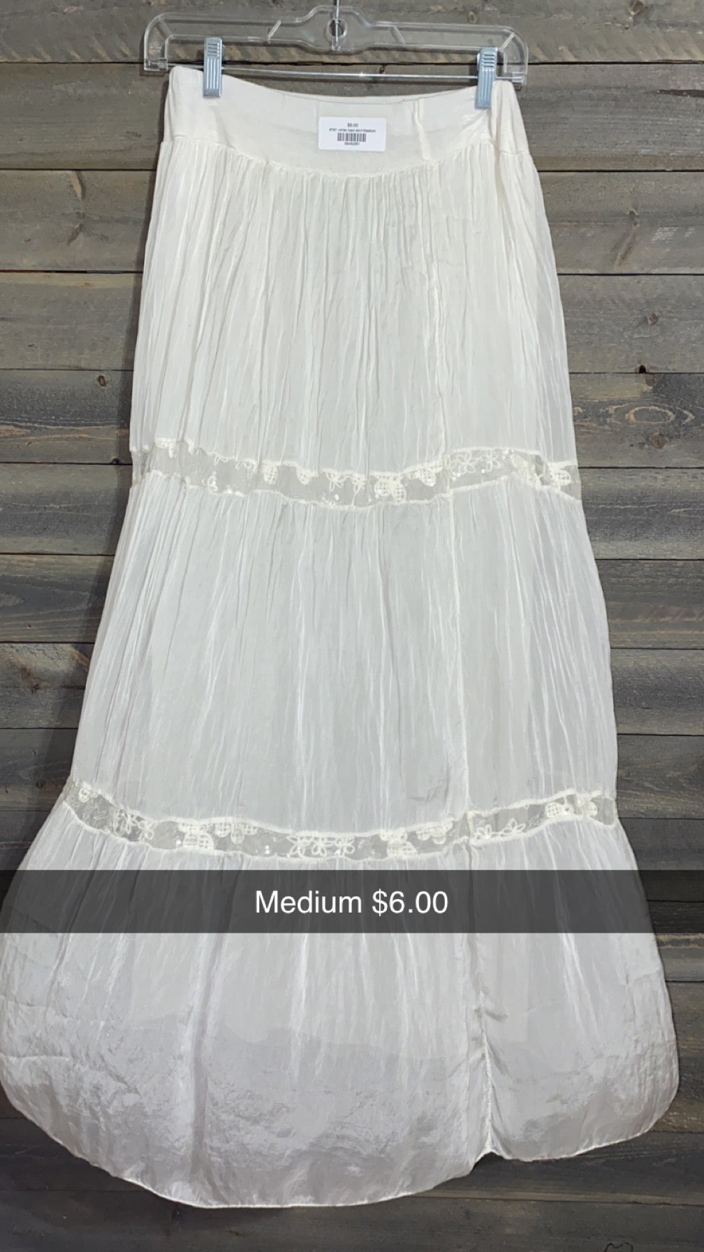 #161 white maxi skirt Medium