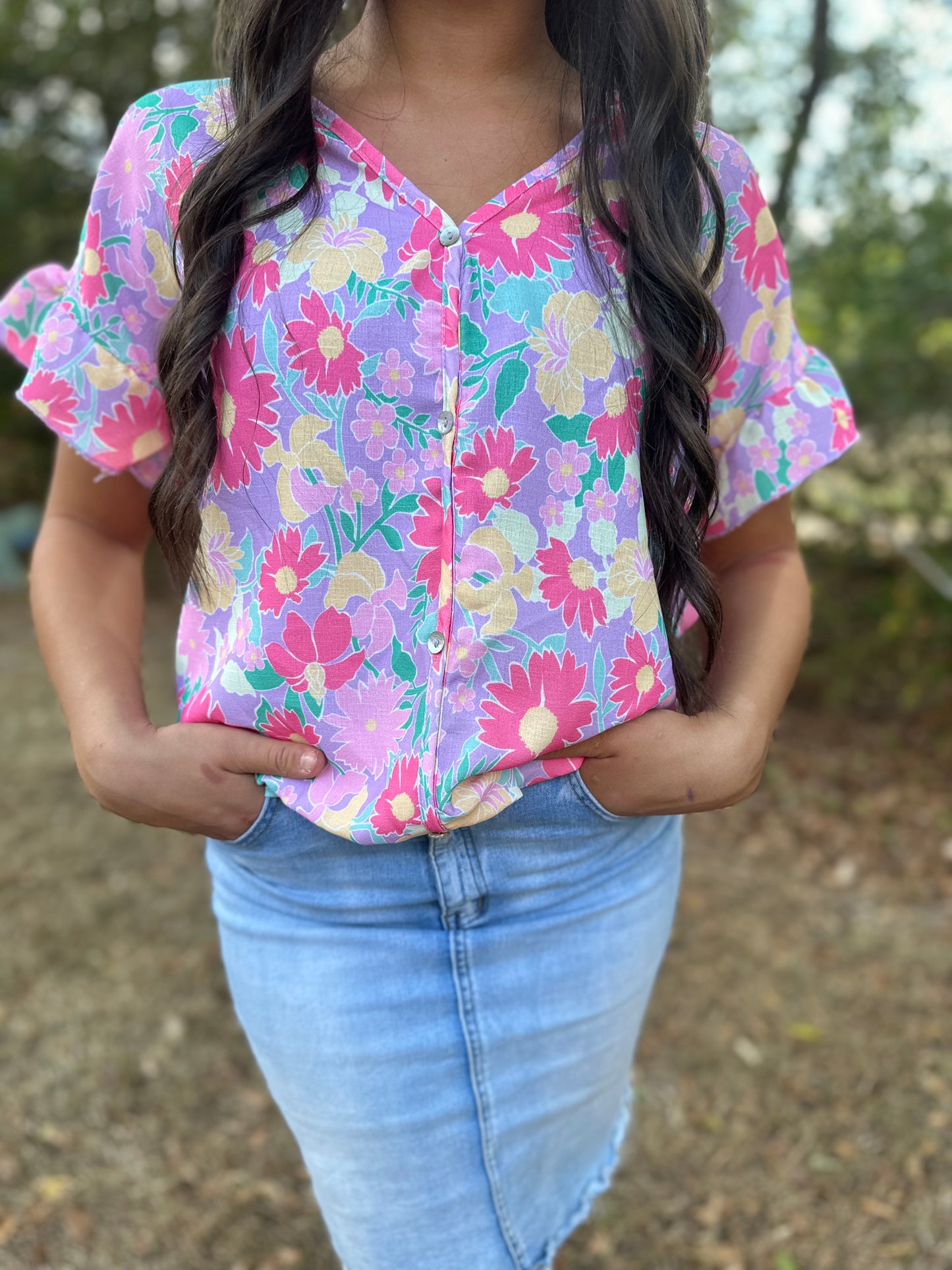 PINK/PURPLE FLORAL TOP