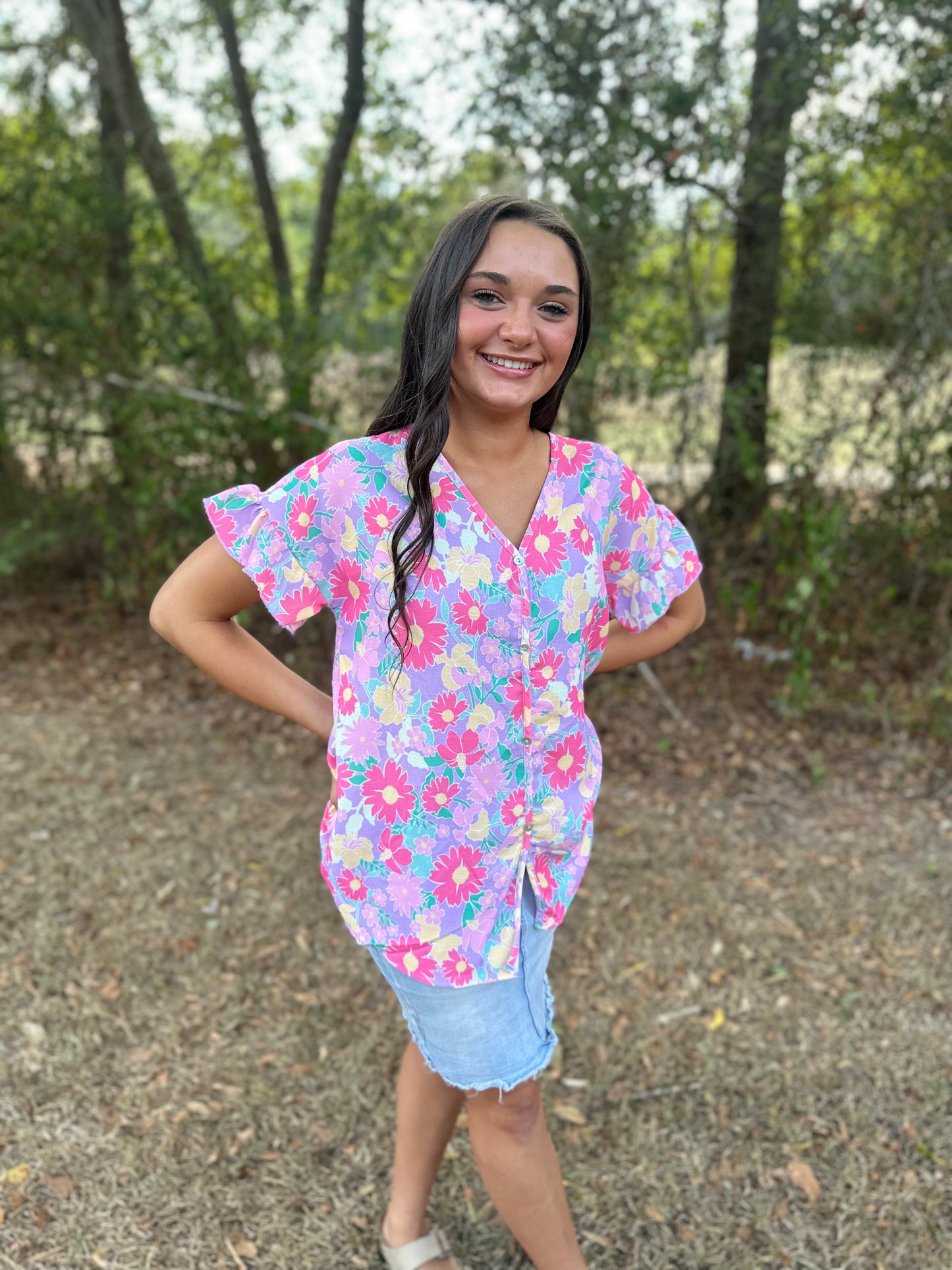 PINK/PURPLE FLORAL TOP