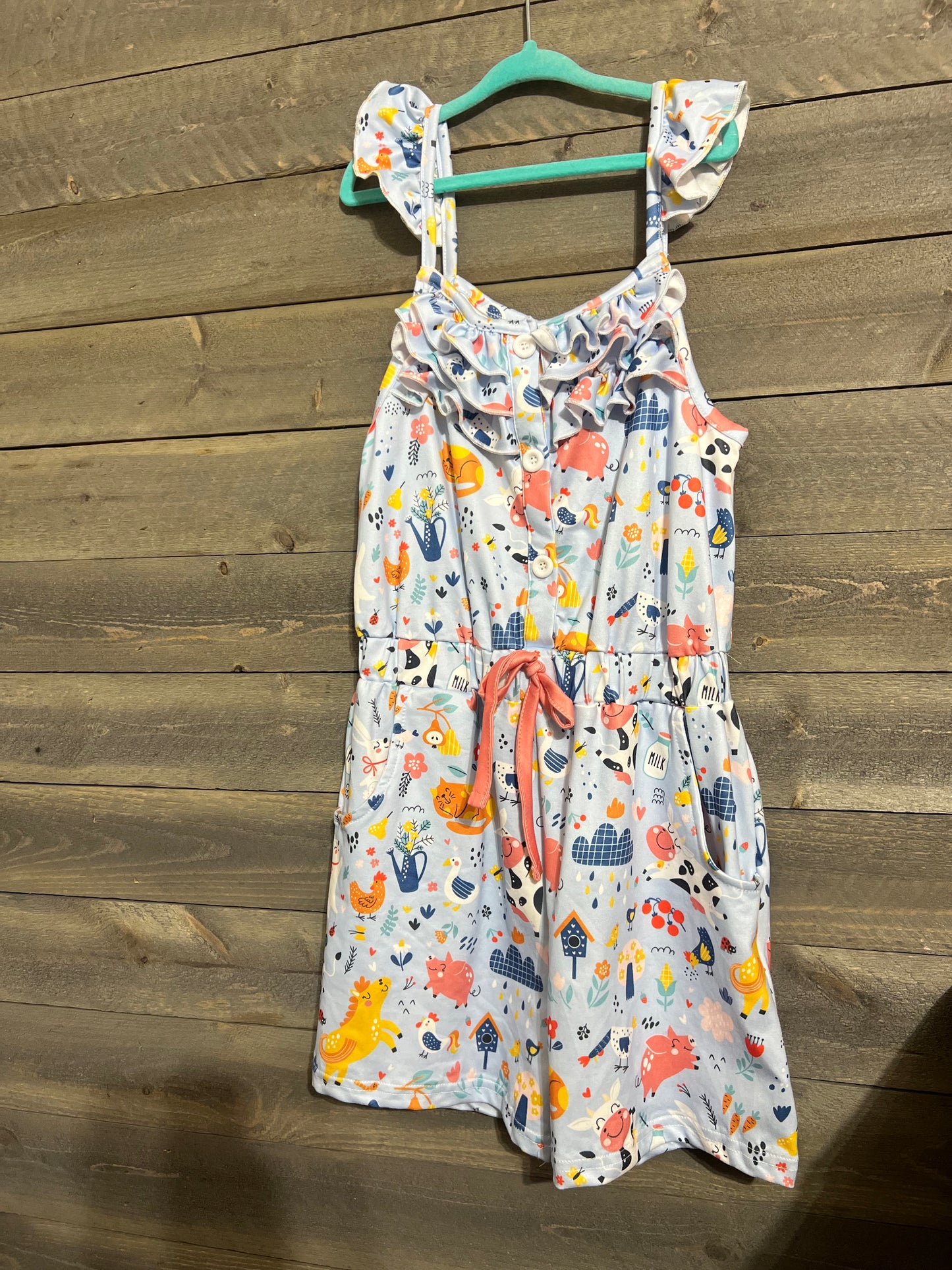 farm animal romper 7/8