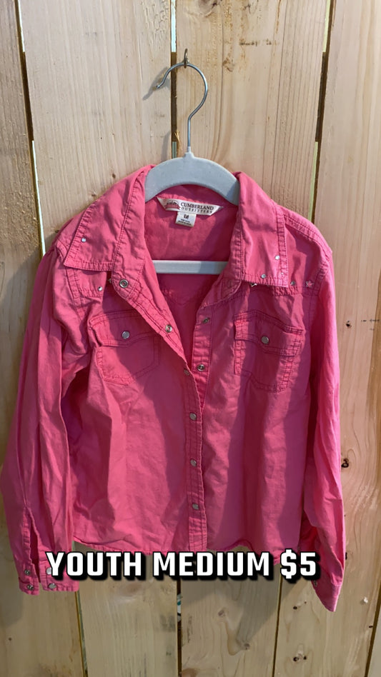 #160 YM PINK BUTTON UP 2/24