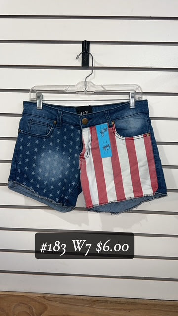#183 W7 AMERICAN FLAG SHORTS