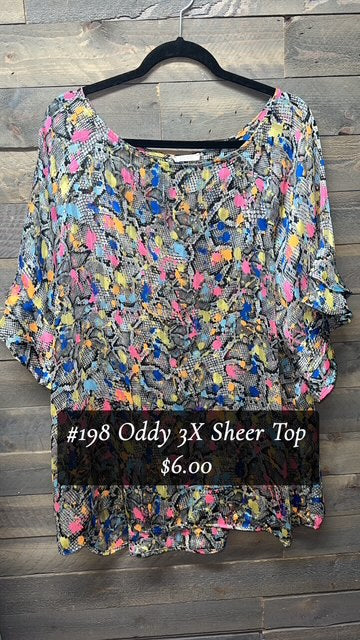 #198 3X SNAKESKIN ODDY TOP