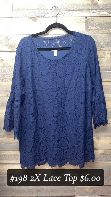 #198 2X LACY TUNIC