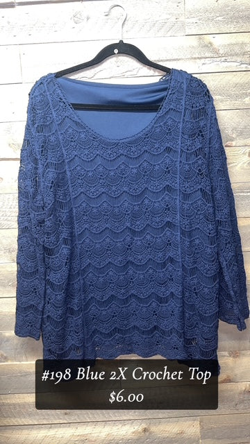 #198 BLUE 2X CROCHET TOP