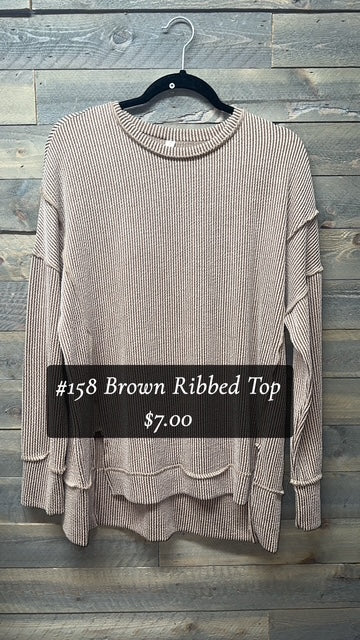 #158 BROWN RIBBED TOP MEDIUM