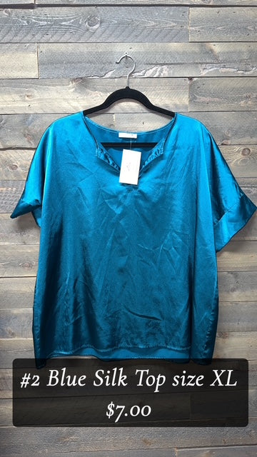 #2 BLUE SILK TOP SIZE XL