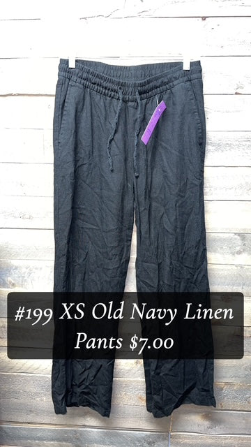 #199 XS OLD NAVY BLACK LINEN PANTS