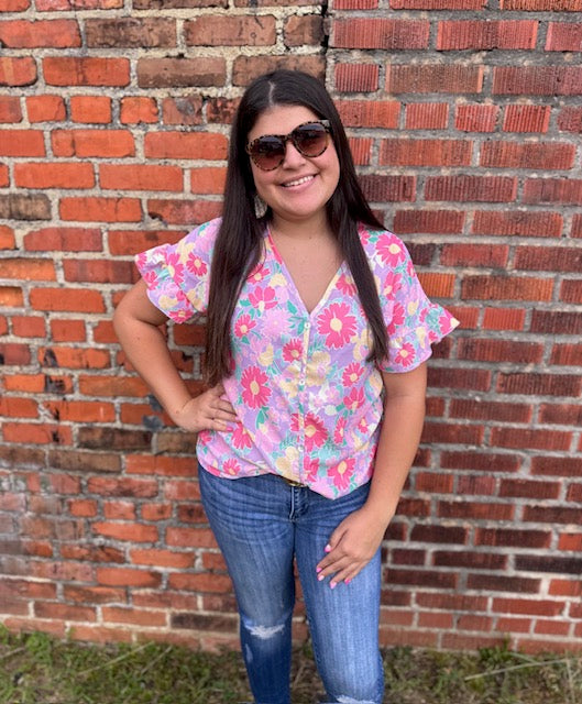 PINK/PURPLE FLORAL TOP