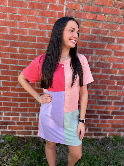 French Terry Color Block Dress