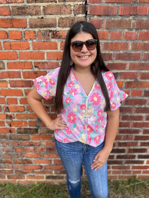 PINK/PURPLE FLORAL TOP