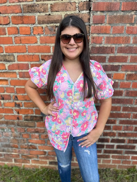 PINK/PURPLE FLORAL TOP